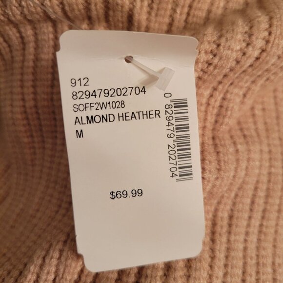 Saks Fifth Avenue Ribbed Turtleneck Sweater Faux Fur Cuffs M Slouchy Shoulders - Picture 4 of 7